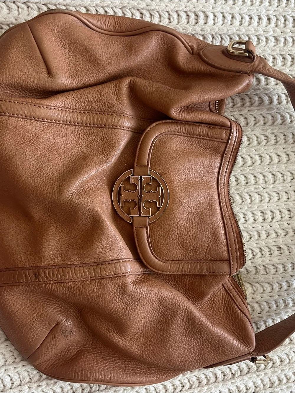 Tory Burch Tan Leather Amanda Hobo Bag